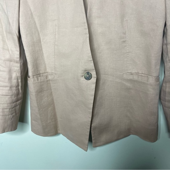 Helmut Lang blush pink v neck one button blazer cotton mix sz 0 - Picture 4 of 8